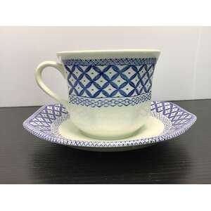 VINTAGE J&G Meakin Liberty Blue & White Tea Cup w Octagonal Saucer 