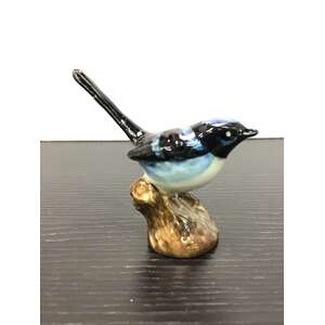Miniature Blue Wren Ornament | Ceramic | Hand Painted | 5 cm Tall