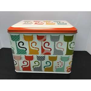 Kate Rhees Retro Cats Storage Tin | Hinged Lid | Elite Tins UK