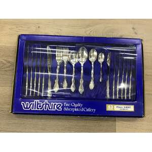 VINTAGE Wiltshire Prince Albert Cutlery Set 43 Piece | Silver Plate