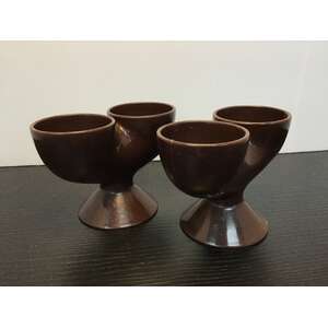 VINTAGE Double Egg Cup x 2 | Brown Plastic