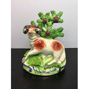 ANTIQUE Ralph Salt Staffordshire Pearlware Ram Ornament