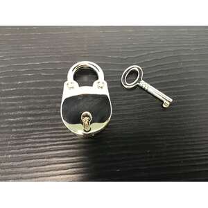 ANTIQUE Style Mini Padlock w Skeleton Key | 3.5 cm Silver