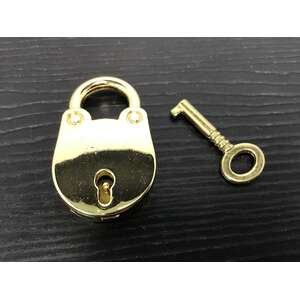 ANTIQUE Style Mini Padlock w Skeleton Key | 3.5 cm Gold