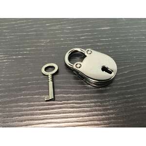 ANTIQUE Style Mini Padlock w Skeleton Key | 3.5 cm Blackened Silver