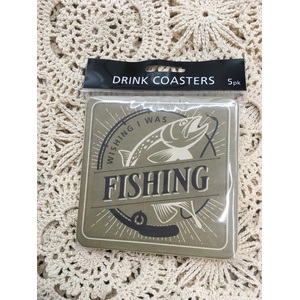 Wishing I Was Fishing Drink Coasters - Set of 5