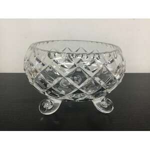 VINTAGE Crystal Bowl Tripod Feet - Diamond Cut - Pie Crust Edge 