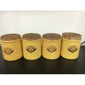 RETRO 1970's Kiln Craft England Spice Canisters w Cork Lids x 4