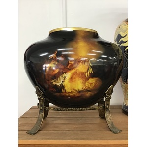 Franklin Mint Buck McCain Spirit of the Indian Warrior Large Vase on Stand 