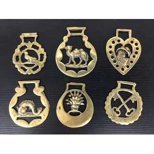 VINTAGE Decorative Horse Brasses - Lot of 6