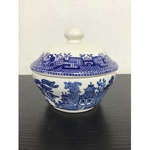 VINTAGE Churchill England Blue Willow Sugar Bowl - Blue & White China 