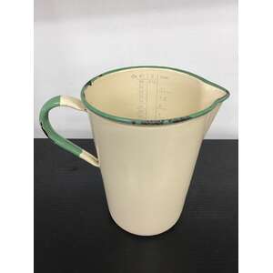 VINTAGE Cream & Green Enamel Measuring 1L Jug - Kockum Sweden 