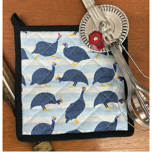 Guinea Fowl Pot Holder - Blue Stripes
