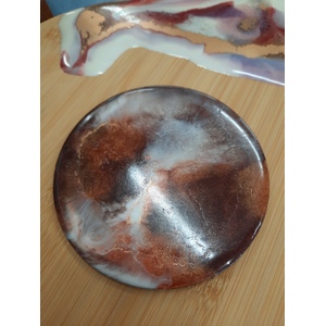 Singular Resin Circle Coaster - Bronze & White Swirl