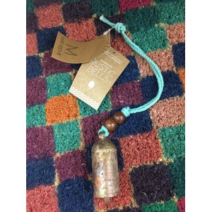 Hanging Bell - Small Celedon Cylinder Bell - Hand Made - Fair Trade India