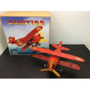 Red Curtiss Plane Wind Up Tin Toy | Collectable Retro