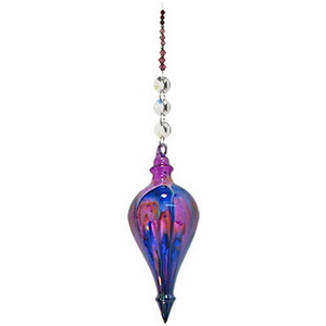 Purple Beaded Blown Glass Painted Baubles - Made In WA - Pointed