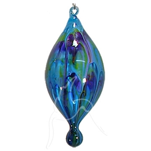 Blown Glass Painted Bauble - Made In WA - Blue Round