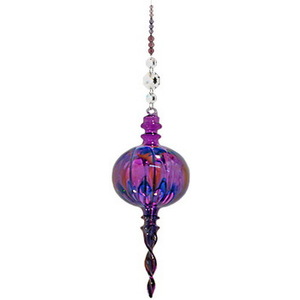 Beaded Blown Glass Painted Baubles - Made In WA - Purple Twisted Point
