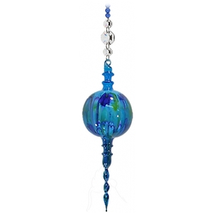 Blue Beaded Blown Glass Painted Baubles - Made In WA - Twisted Point