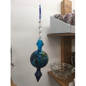 Blue Beaded Blown Glass Painted Baubles - Made In WA - Bubble Point