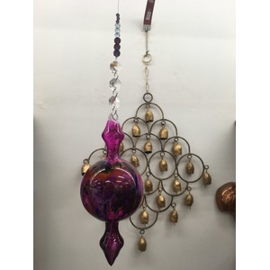 Purple Beaded Blown Glass Painted Bauble - Made In WA - Bubble Point