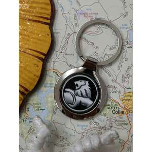 Holden Lion Black & Silver Metal Keyring Keychain