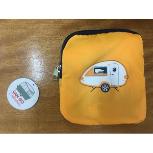 Foldable Shopping Tote Bag - Yellow with Caravan Print - Van Go