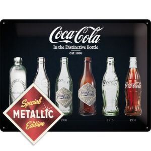 Coca Cola Timeline of Bottles - Large Tin Sign - Nostalgic Art - 30 x 40 cm