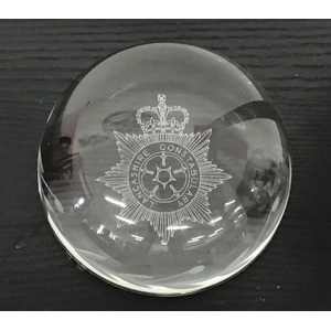 Domed Glass Paperweight - Magnifying - Lancashire Constabulary 