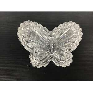 VINTAGE Crystal Lidded Trinket Dish - Butterfly Shaped 