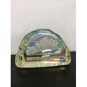 VINTAGE Bohemia Glass Sydney Opera House & Bridge Paperweight - Lustre Finish