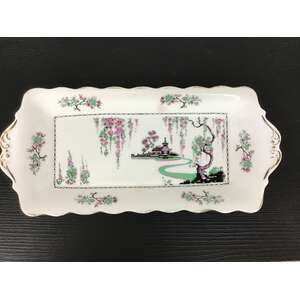 VINTAGE Art Deco Standard China Pink Pagoda Sandwich Tray Plate