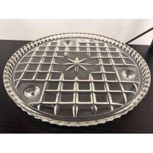 VINTAGE Pressed Glass Footed Cake Plate / Stand