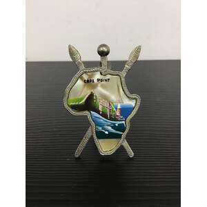 VINTAGE Cape Point Souvenir - Hand Painted Mother of Pearl Shell in Silver Frame 