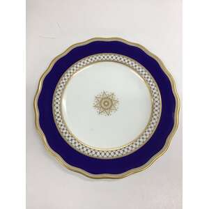 ANTIQUE Victorian Plate - Cobalt Blue w Gold - Registered Design Lozenge 1868