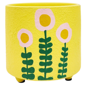 Holly Floral Planter - Yellow