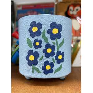Holly Floral Planter Pot - Blue