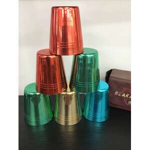 1960's Anodised Travel Picnic Cup Set w Vinyl Case