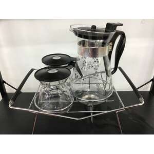 VINTAGE JAJ Pyrex Silver Clover Tea or Coffee Set 