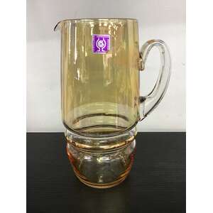 VINTAGE Artistiche Iridescent Amber Glass Water Jug - Italy
