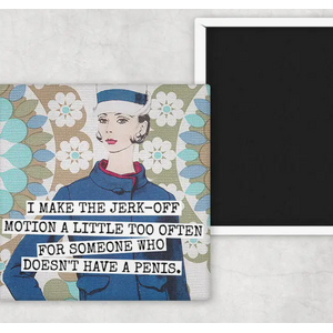 Jerk Off - Funny Square Fridge Magnet