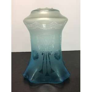 ANTIQUE Blue Etched Light Lamp Shade