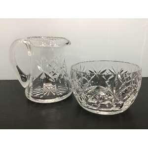 VINTAGE Crystal Creamer Jug & Sugar Bowl | Diamond Cut