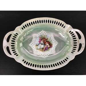 VINTAGE Japan Lustre Ware Tri Footed Tea Cup & Reticulated Saucer - Rose