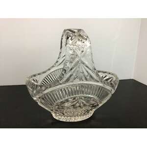VINTAGE Pressed Glass Basket w Handle 