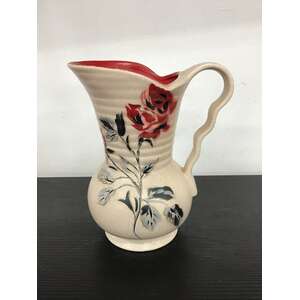 VINTAGE Brentleigh Ware Jug Vase - Red Rose - 18 cm Tall 