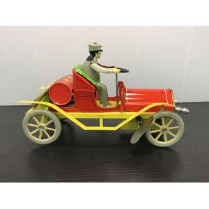 Red Chauffeur Driven Car Wind Up Tin Toy | Collectable Retro