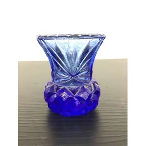 Vintage Cobalt Blue Glass Thistle Vase - 5.5 cm tall