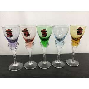 VINTAGE Astracolor Harlequin Rainbow Sherry Glass Set of 6